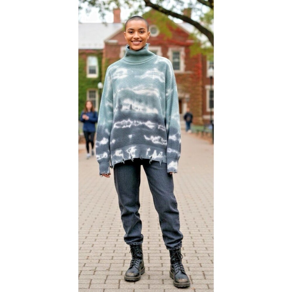 Young Fabulous & Broke oversized NEW womens distressed tie dye sweatshirt S/M